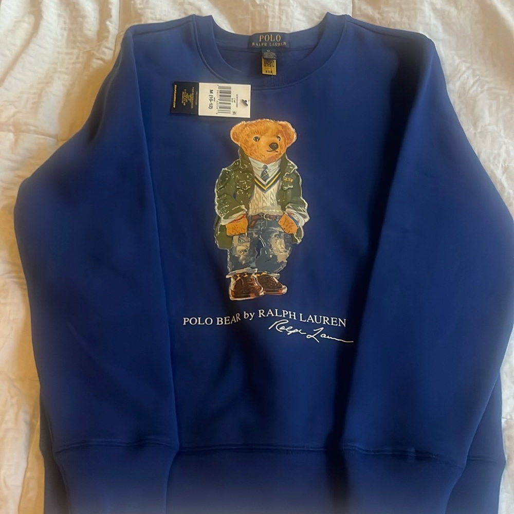 Ralph Lauren Blue pull over sweatshirt (no hood). Size youth 10/12.